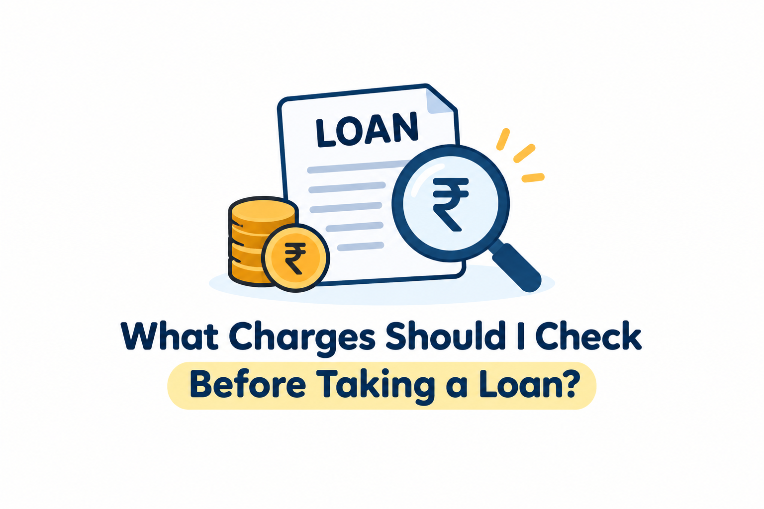 Loan charges to check before taking a loan, including interest rates, processing fees, APR, and repayment penalties.